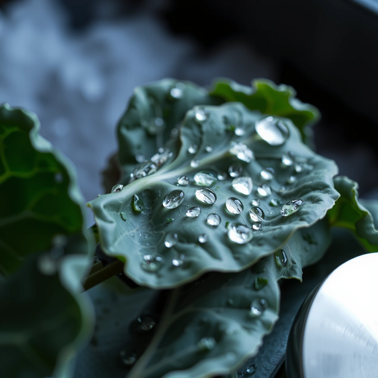 Struktura liści jarmużu w zbliżeniu